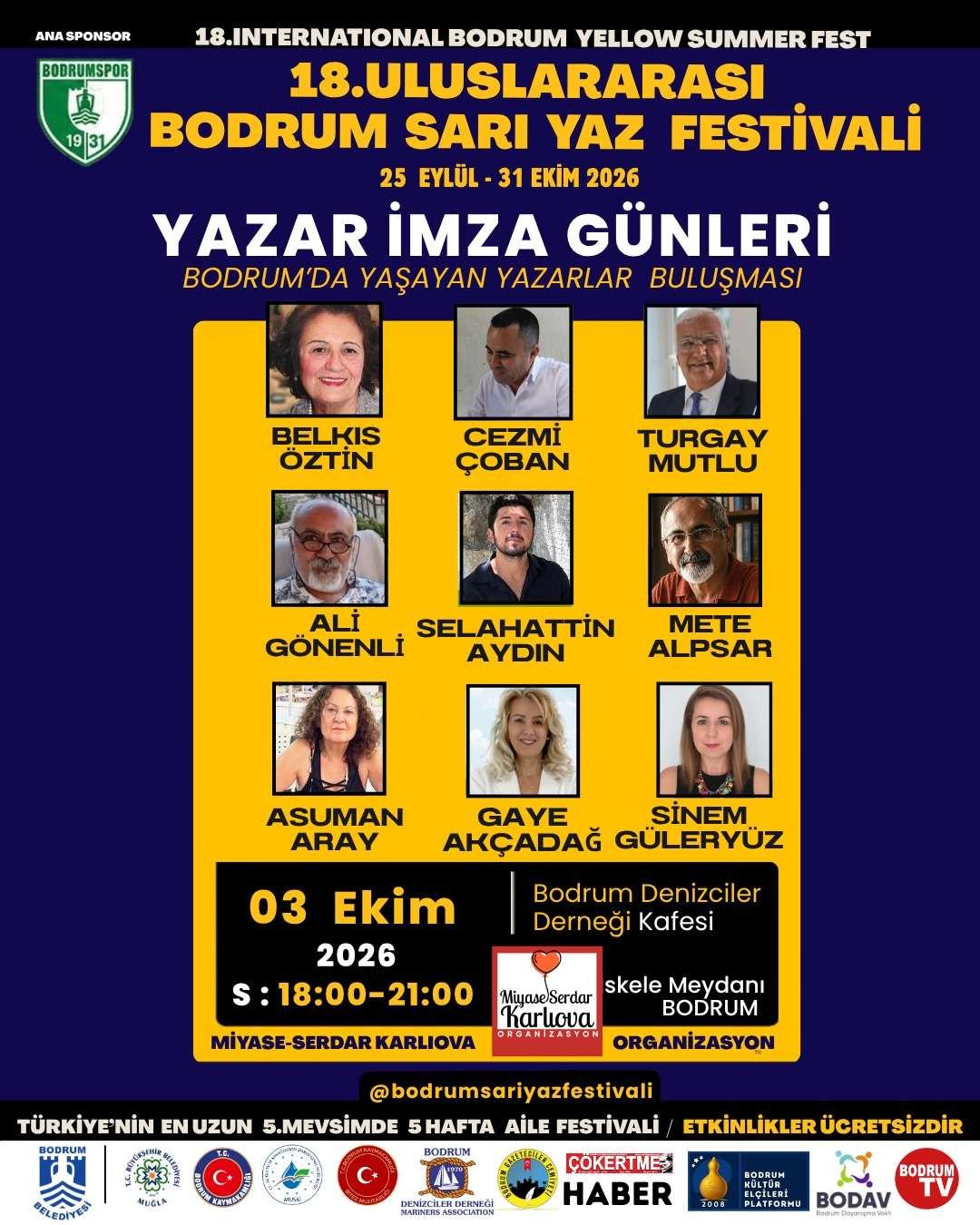 18. Uluslararası Bodrum Sarı Yaz Festivali-Yazar İmza Günleri