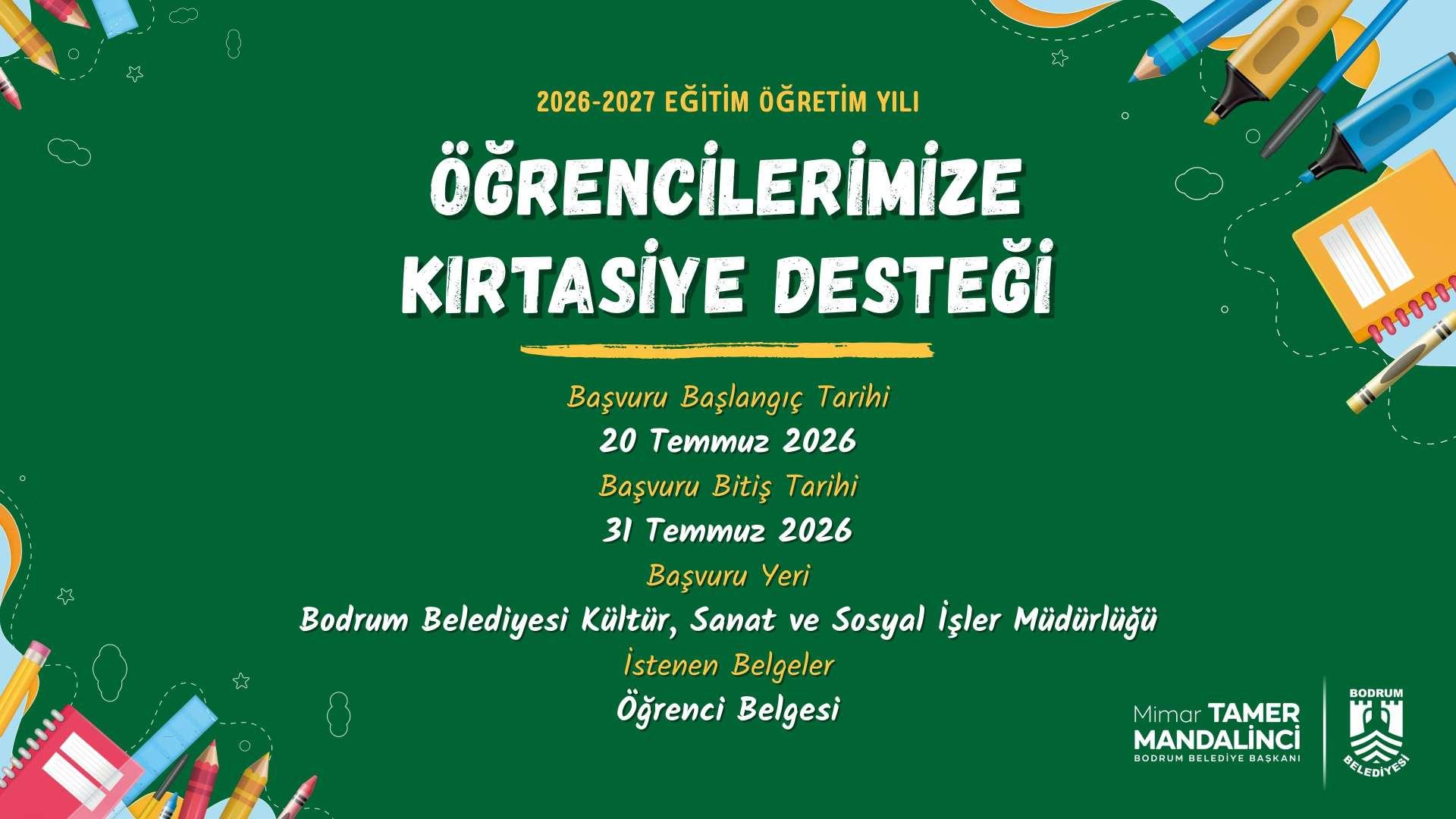 BELEDİYEDEN ÖĞRENCİLERE KIRTASİYE DESTEĞİ