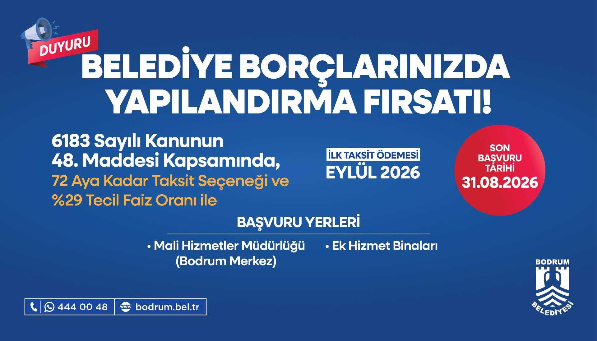 BELEDİYE BORÇLARINDA 72 AYA VARAN TAKSİTLENDİRME FIRSATI