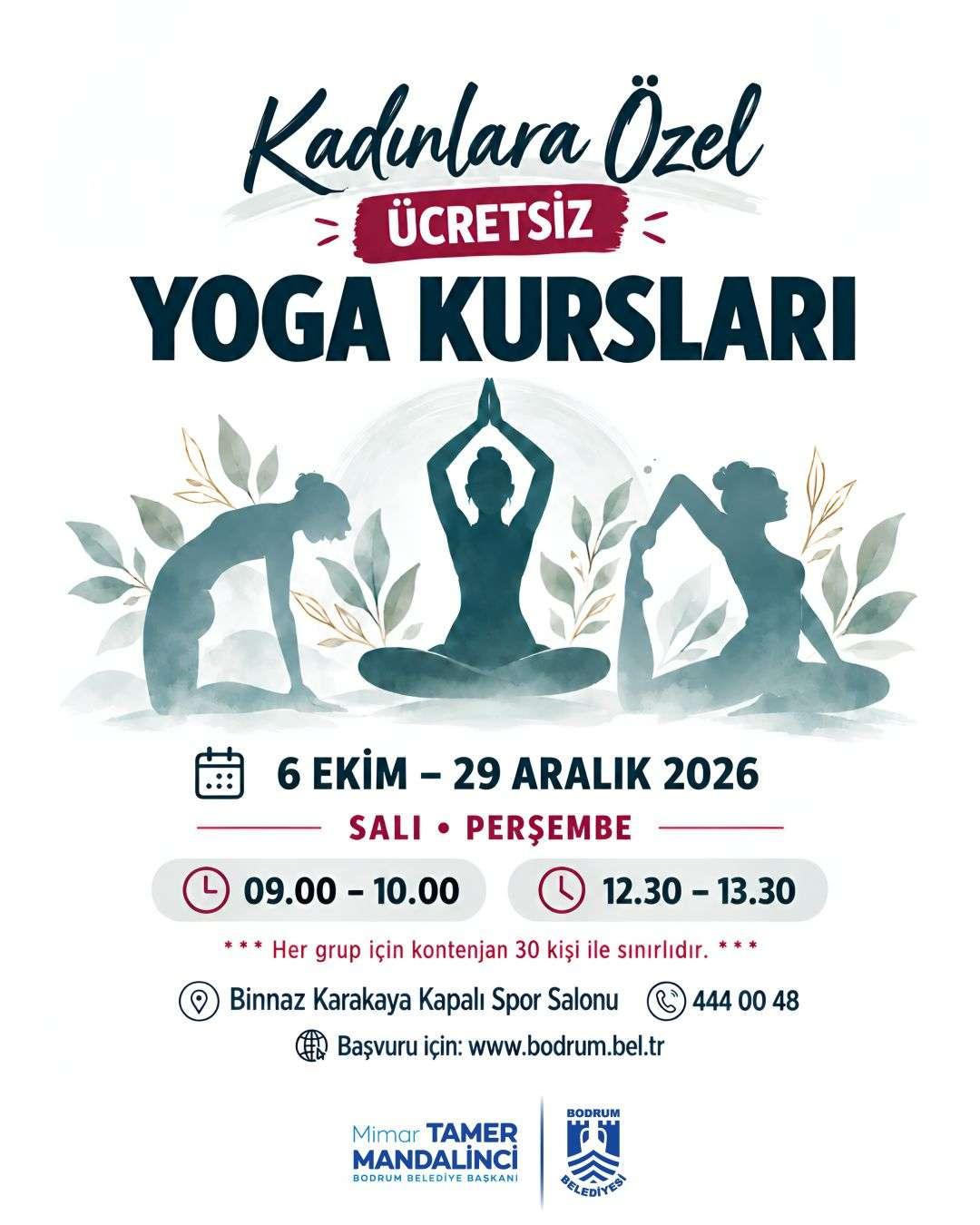 BELEDİYENİN KADINLARA ÖZEL DÜZENLEDİĞİ ÜCRETSİZ YOGA KURSLARINA KAYITLAR BAŞLADI!