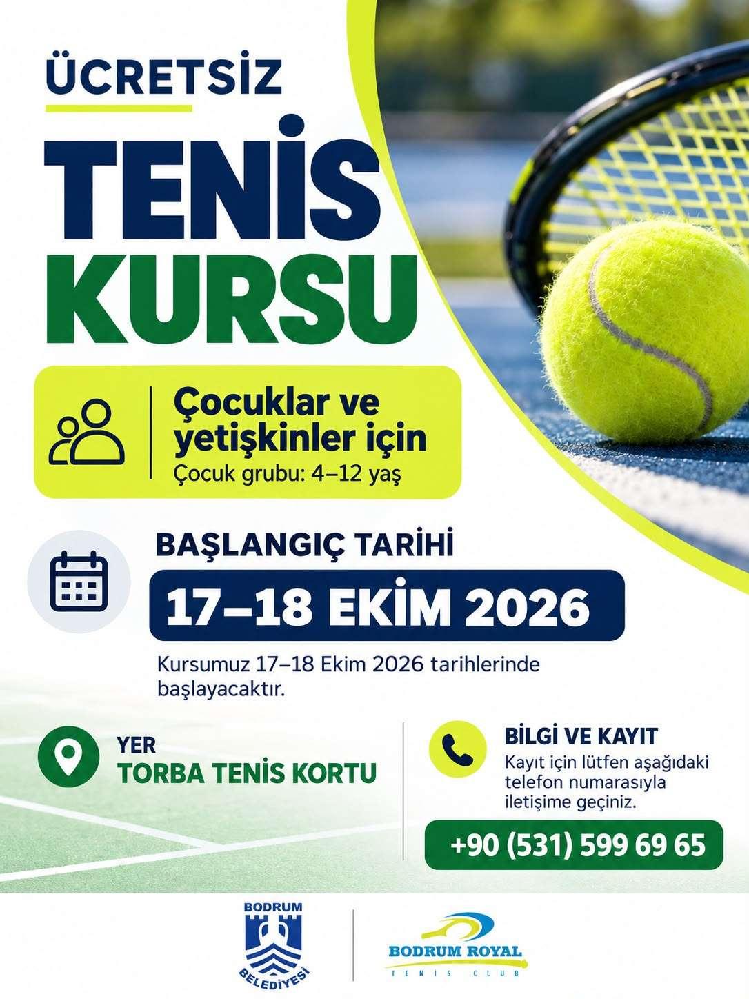 BODRUM’DA ÜCRETSİZ TENİS KURSU BAŞLIYOR