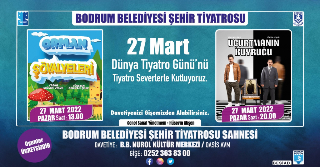 BODRUM BELEDİYESİ’NDEN DÜNYA TİYATROLAR GÜNÜ’NE ÖZEL İKİ OYUN