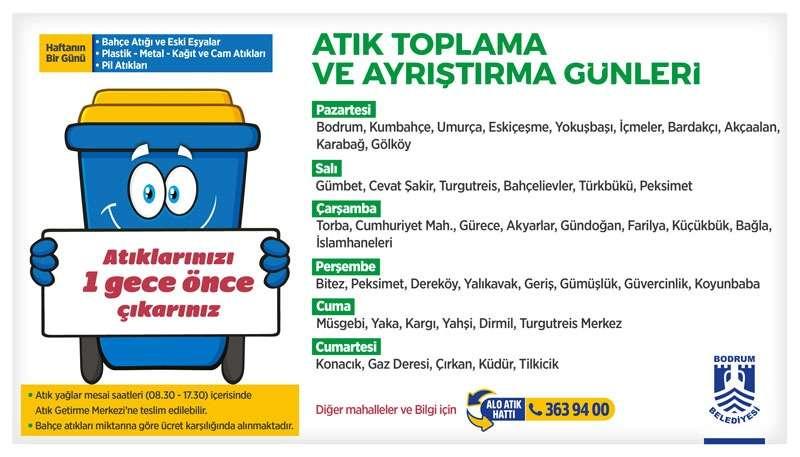 BODRUM BELEDİYESİ ATIK ALIM GÜNLERİ