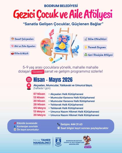 DUYURU: 'Gezici Çocuk ve Aile Atölyesi' Nisan ve Mayıs Programı